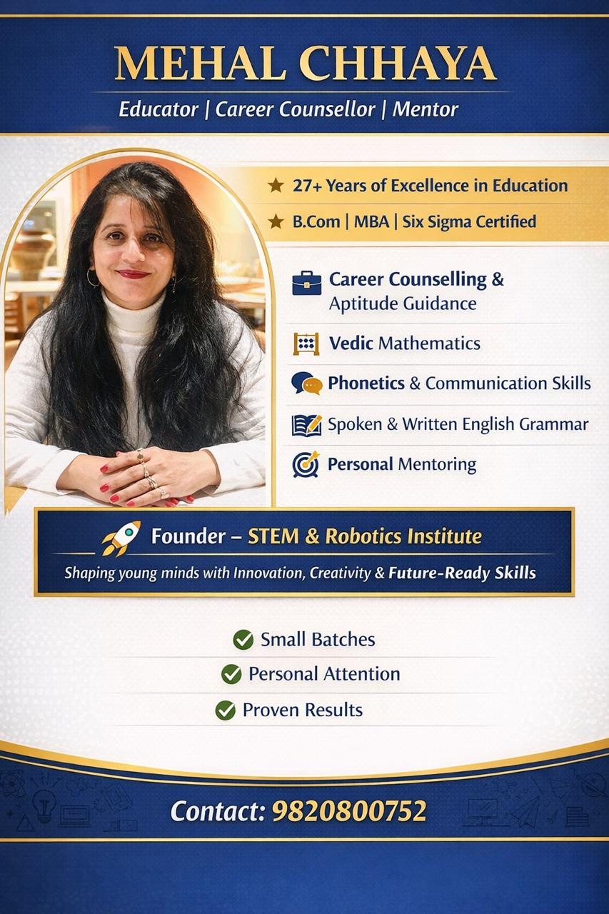 Mehal Chhaya credentials and career counselling profile